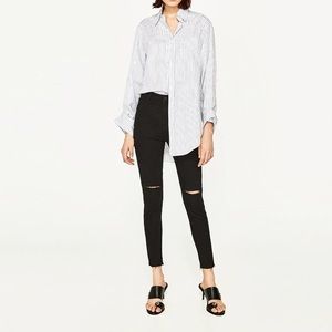 High Waist Jeans- Zara Basic Denim-Charcoal Black